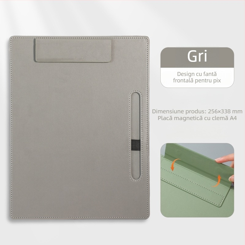 Dosar A4 din piele pentru conferințe cu clipboard, suprafață de scris și suport pentru cești – personalizare logo