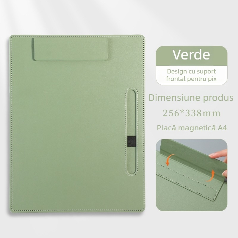 Dosar A4 din piele pentru conferințe cu clipboard, suprafață de scris și suport pentru cești – personalizare logo
