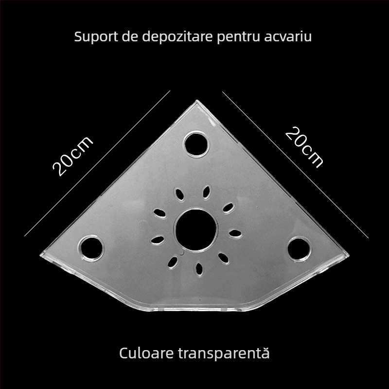 Raft de colț pentru acvariu, fără găuri, organizator pentru hrana peștilor, suport decorativ superior cu tavă pentru plante hidroponice
