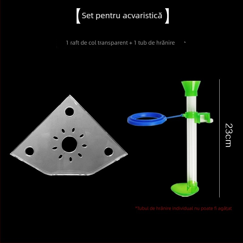 Raft de colț pentru acvariu, fără găuri, organizator pentru hrana peștilor, suport decorativ superior cu tavă pentru plante hidroponice