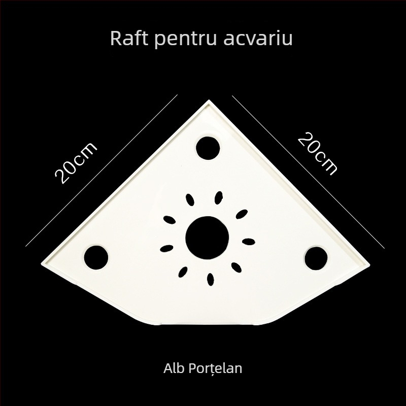 Raft de colț pentru acvariu, fără găuri, organizator pentru hrana peștilor, suport decorativ superior cu tavă pentru plante hidroponice