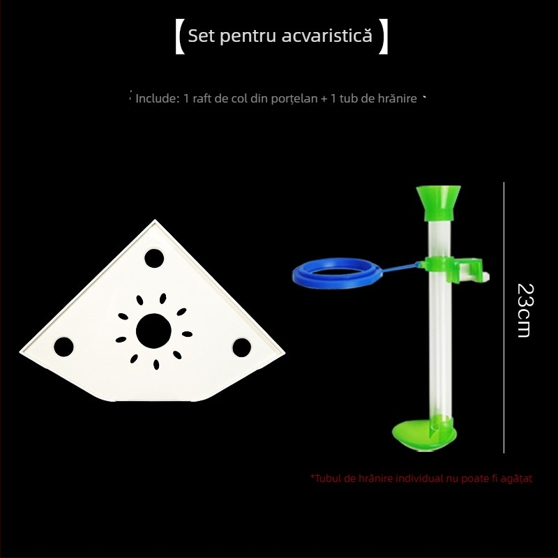 Raft de colț pentru acvariu, fără găuri, organizator pentru hrana peștilor, suport decorativ superior cu tavă pentru plante hidroponice