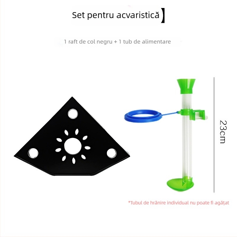 Raft de colț pentru acvariu, fără găuri, organizator pentru hrana peștilor, suport decorativ superior cu tavă pentru plante hidroponice