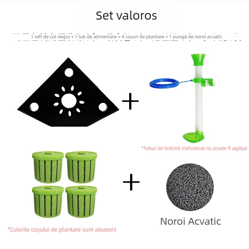 Raft de colț pentru acvariu, fără găuri, organizator pentru hrana peștilor, suport decorativ superior cu tavă pentru plante hidroponice