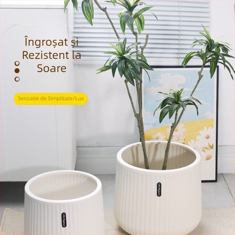 Ghiveci din rășină, pereți groși, stil nordic, diametru mare, pentru sufragerie și balcon, potrivit pentru Arborele dragon și plante verzi