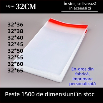 Geantă OPP transparentă pentru eșarfă, autoadezivă, pungă mată cu fermoar și design imprimat