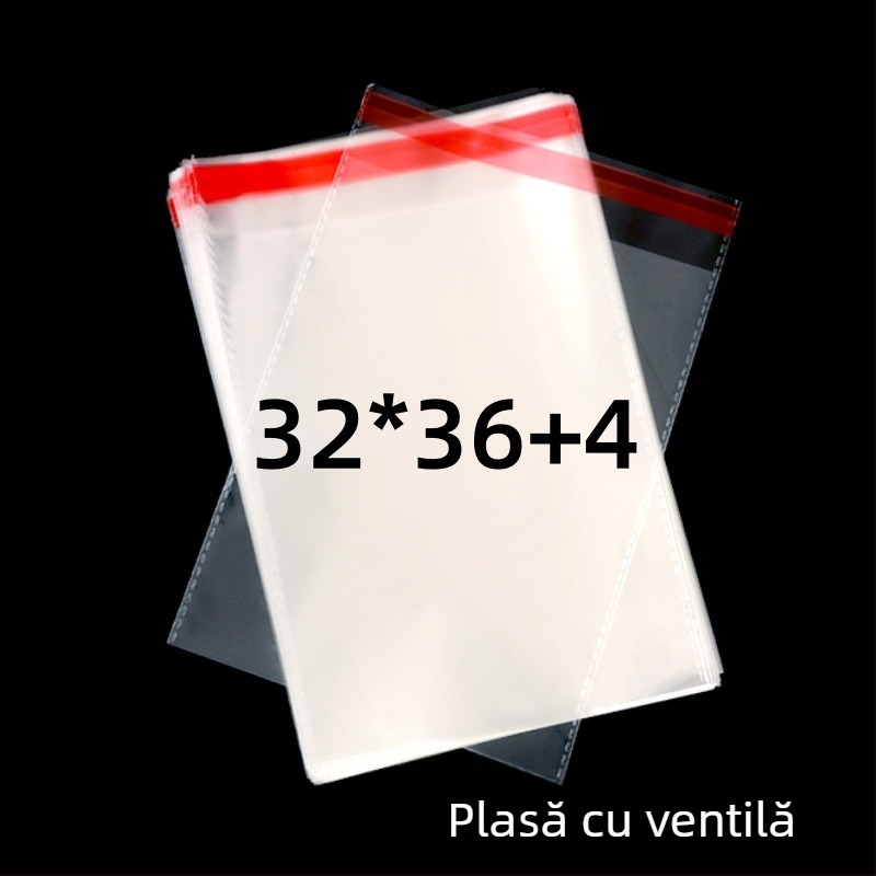Geantă OPP transparentă pentru eșarfă, autoadezivă, pungă mată cu fermoar și design imprimat
