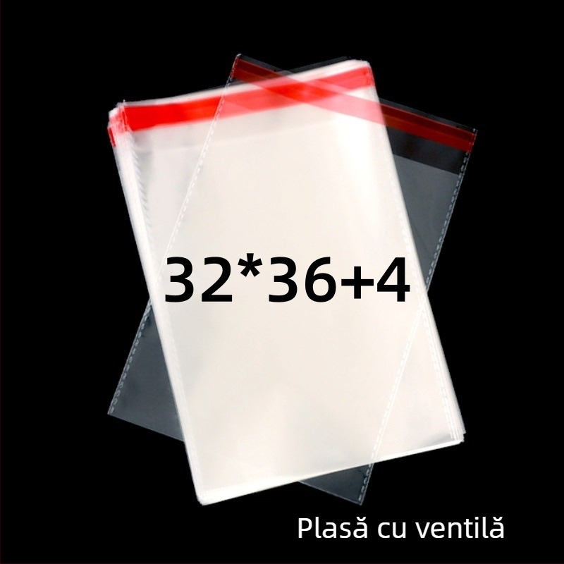 Geantă OPP transparentă pentru eșarfă, autoadezivă, pungă mată cu fermoar și design imprimat