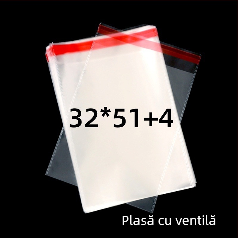 Geantă OPP transparentă pentru eșarfă, autoadezivă, pungă mată cu fermoar și design imprimat