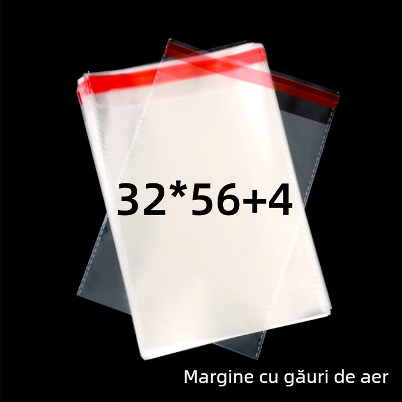 Geantă OPP transparentă pentru eșarfă, autoadezivă, pungă mată cu fermoar și design imprimat