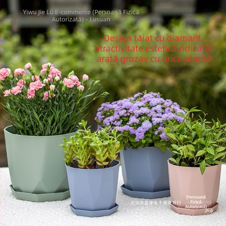 Ghiveci Nordic minimalist din rășină plastică pentru suculente, gros și durabil, respirabil, aspect ceramic imitativ