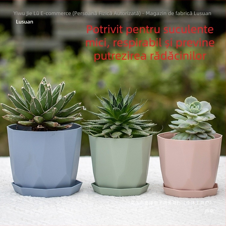 Ghiveci Nordic minimalist din rășină plastică pentru suculente, gros și durabil, respirabil, aspect ceramic imitativ