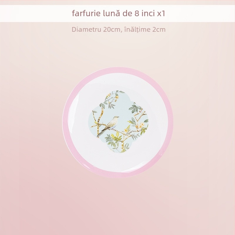 Set de veselă din porțelan cu os, decor sub glazură — boluri și farfurii în stil chinezesc modern