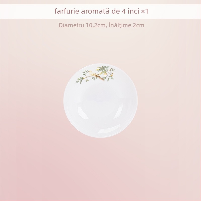 Set de veselă din porțelan cu os, decor sub glazură — boluri și farfurii în stil chinezesc modern