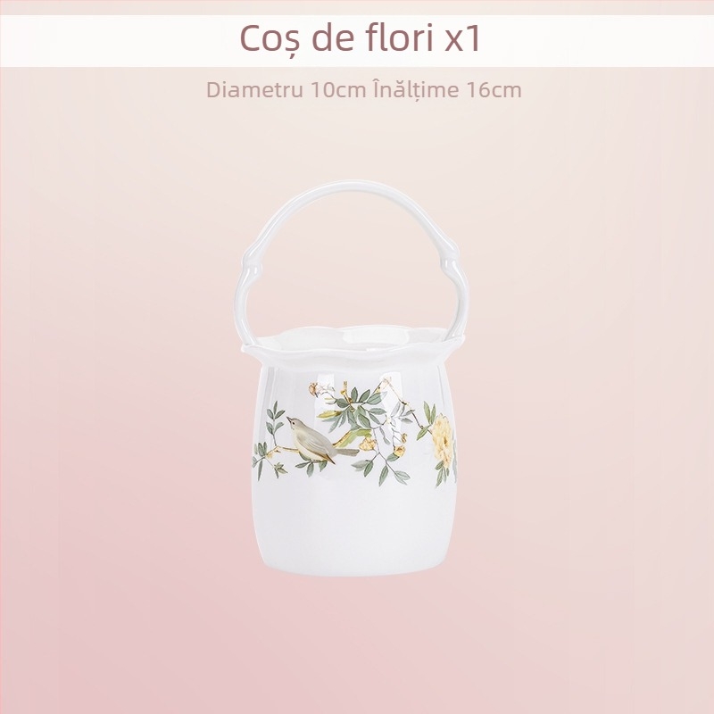 Set de veselă din porțelan cu os, decor sub glazură — boluri și farfurii în stil chinezesc modern