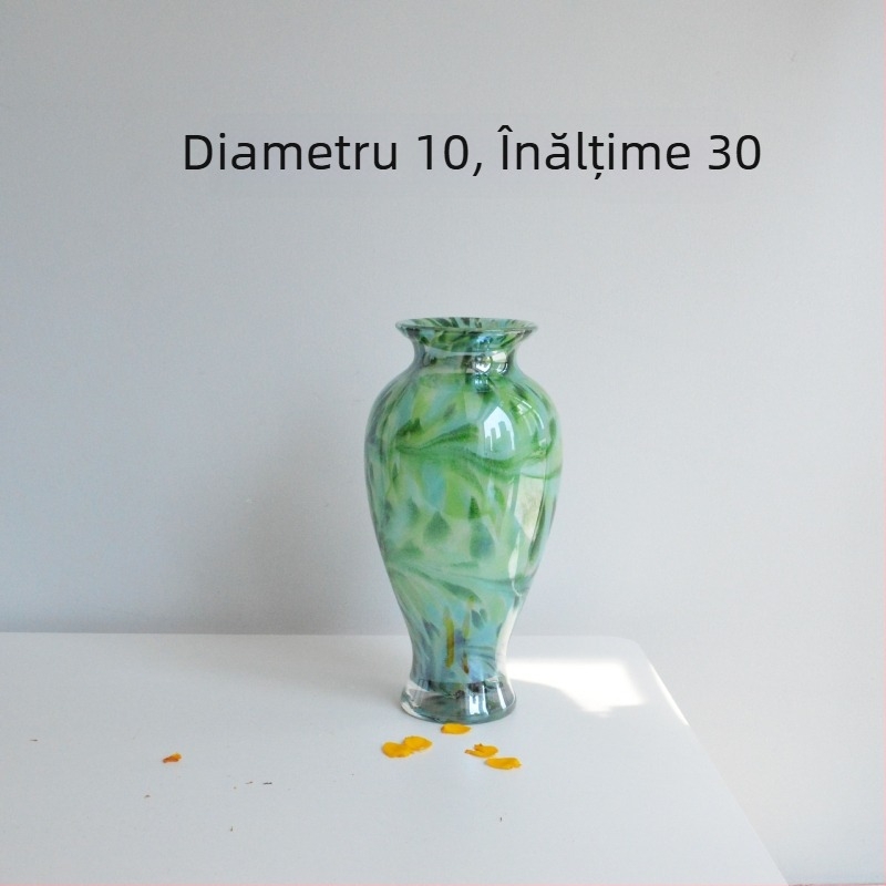 Vază de sticlă minimalistă, decor floral artistic de designer pentru sufragerie și hol