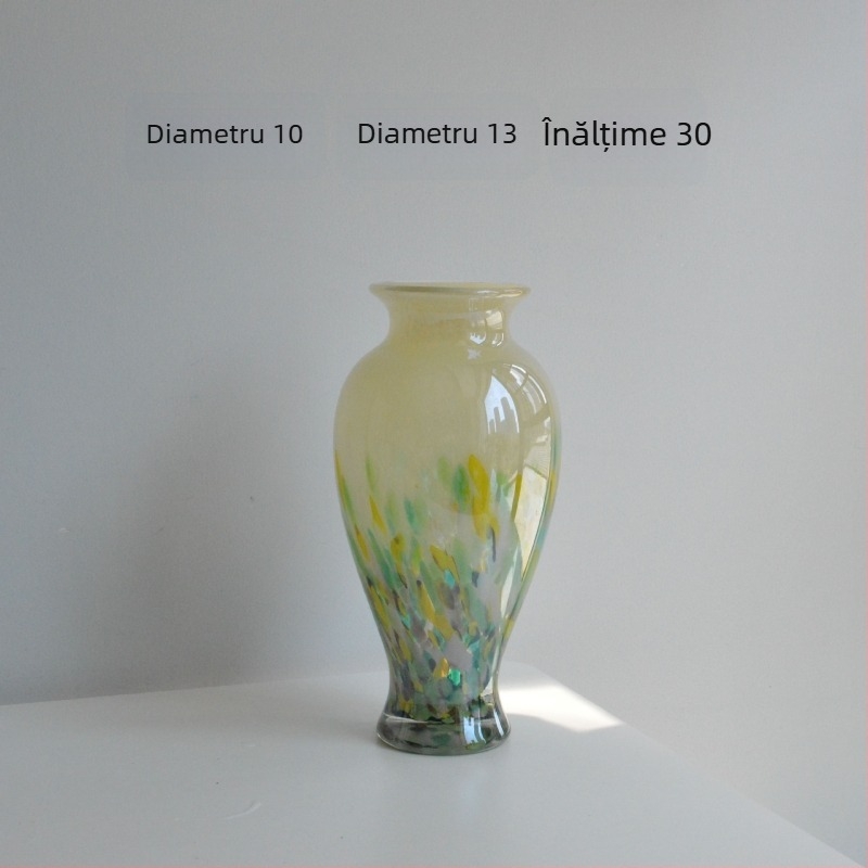 Vază de sticlă minimalistă, decor floral artistic de designer pentru sufragerie și hol