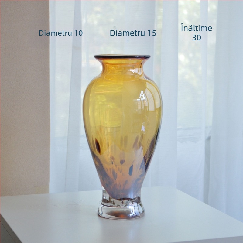 Vază de sticlă minimalistă, decor floral artistic de designer pentru sufragerie și hol