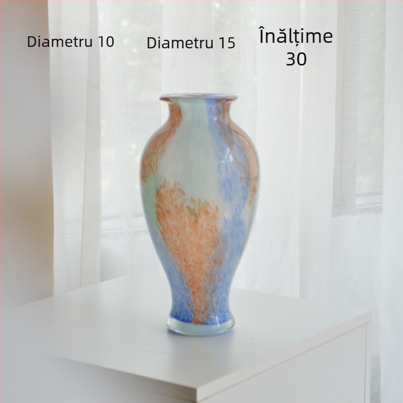 Vază de sticlă minimalistă, decor floral artistic de designer pentru sufragerie și hol