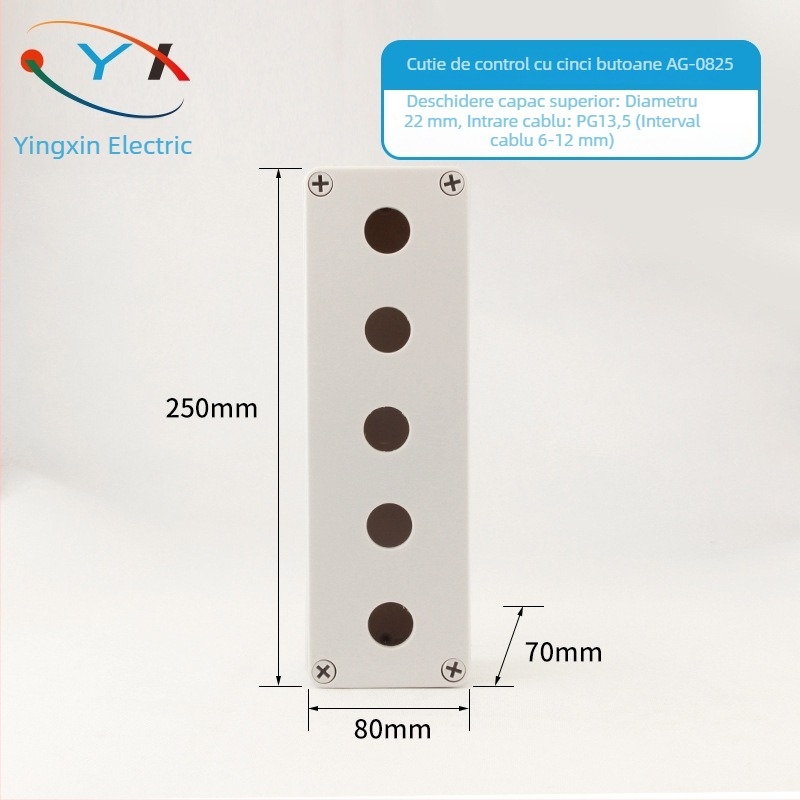 Cutie de control Yingxin pentru întrerupător, oprire de urgență, plastic impermeabil, alimentare industrială, atingere ușoară, configurații de găuri 1–6