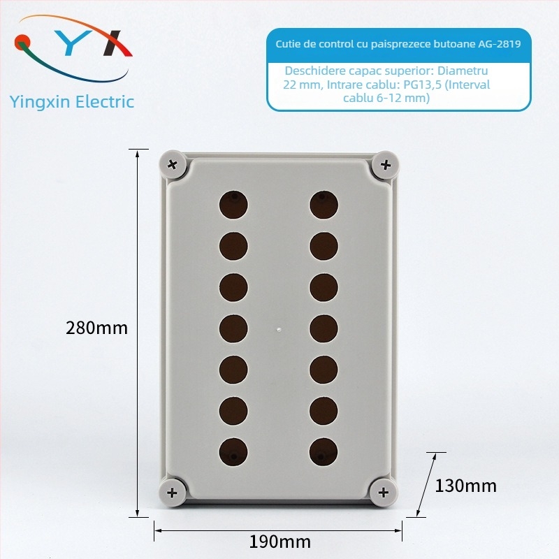 Cutie de control Yingxin pentru întrerupător, oprire de urgență, plastic impermeabil, alimentare industrială, atingere ușoară, configurații de găuri 1–6