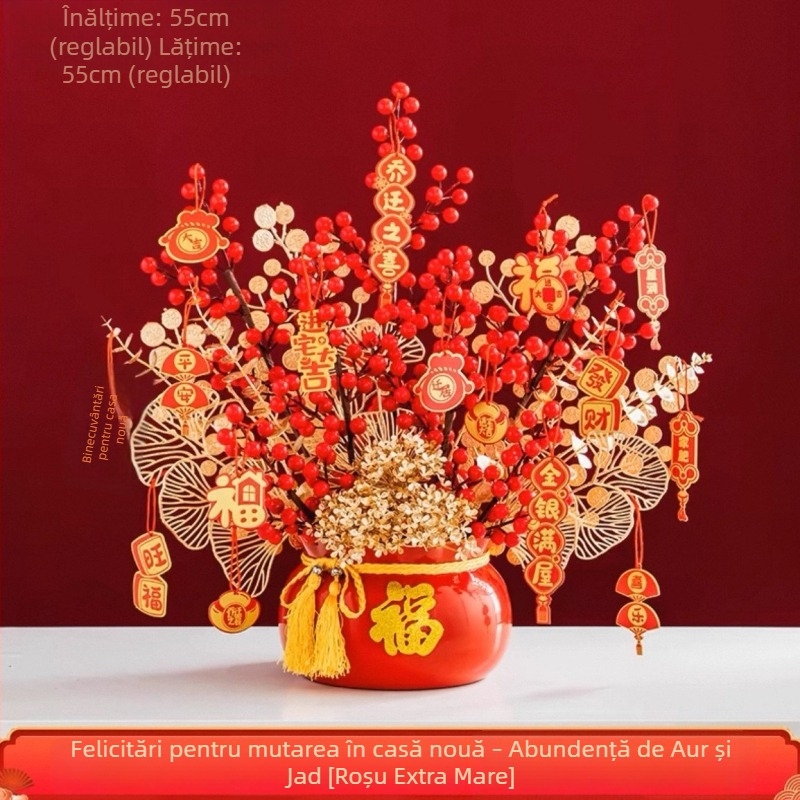 Decorațiune pentru living de Anul Nou: galeata norocului cu ornament de prosperitate