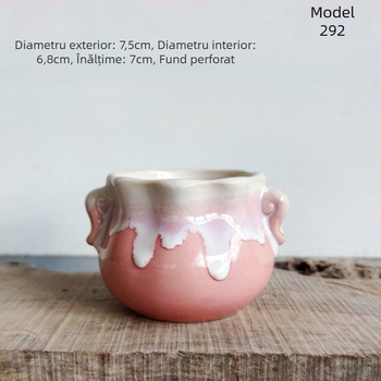 Ghiveci ceramic pentru suculente, glazură lucioasă, stil minimalist rustic, mic ghiveci de birou