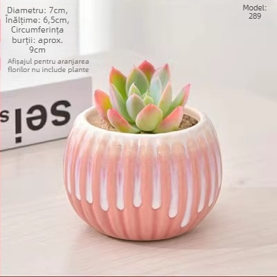 Ghiveci ceramic pentru suculente, glazură lucioasă, stil minimalist rustic, mic ghiveci de birou
