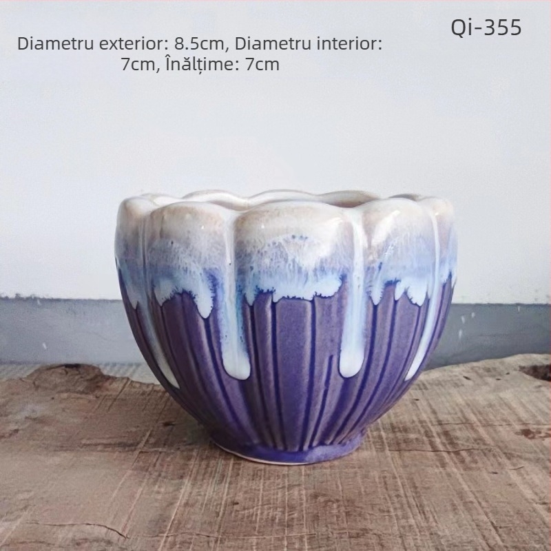 Ghiveci ceramic pentru suculente, glazură lucioasă, stil minimalist rustic, mic ghiveci de birou