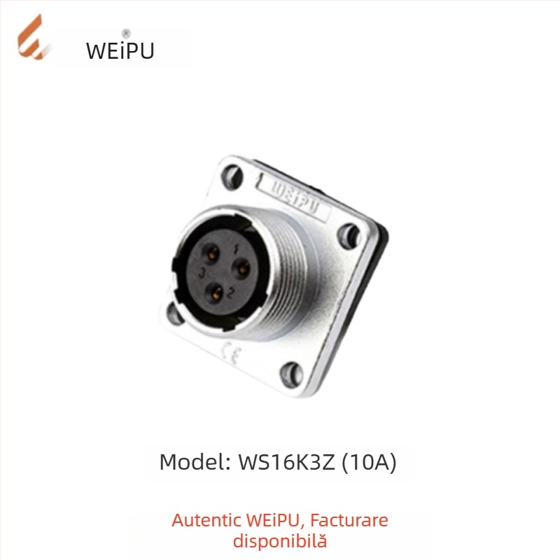 Weipu WS16 conector aeronautic și conector cablu industrial, 2P–10P, izolator PPS