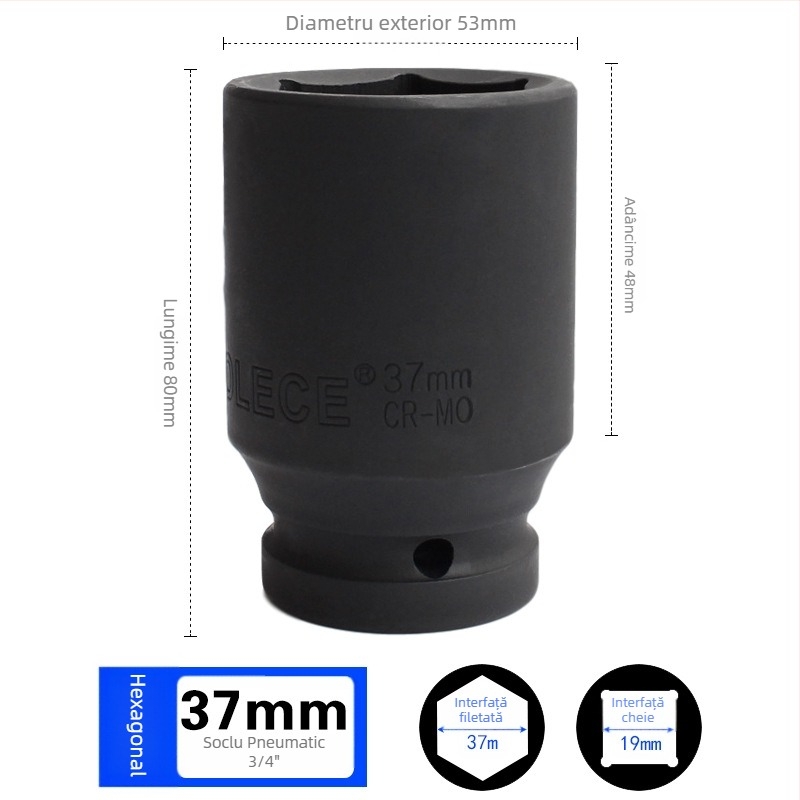 Cuplă pneumatică hexagonală prelungită pentru 3/4, cap de soclu pentru impact, adaptor pentru anvelope, unelte metalice