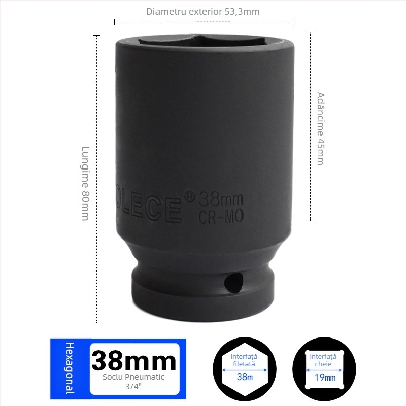 Cuplă pneumatică hexagonală prelungită pentru 3/4, cap de soclu pentru impact, adaptor pentru anvelope, unelte metalice