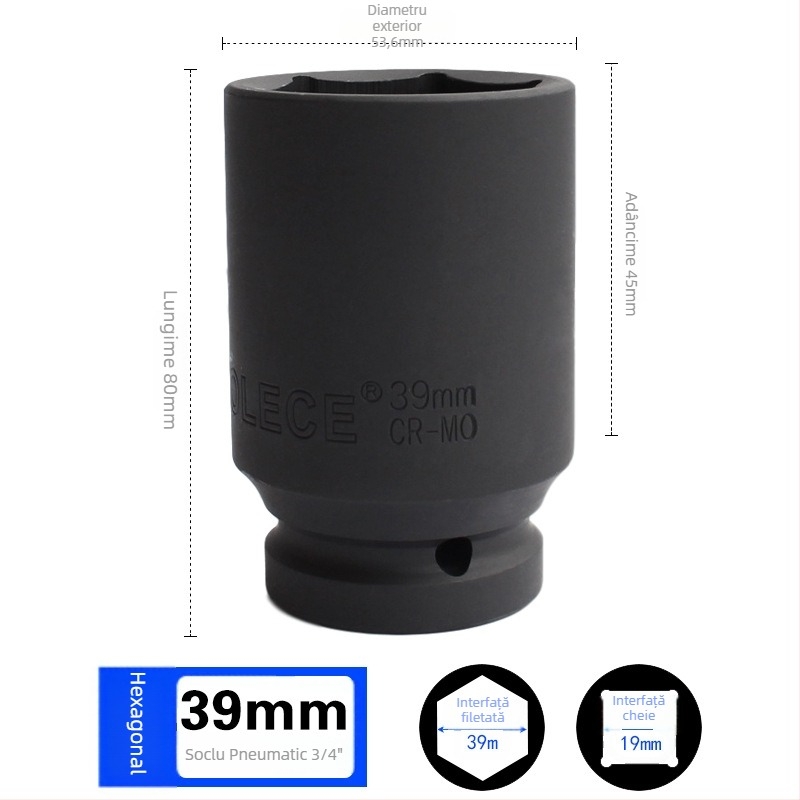 Cuplă pneumatică hexagonală prelungită pentru 3/4, cap de soclu pentru impact, adaptor pentru anvelope, unelte metalice