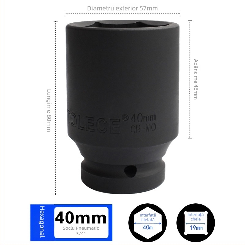 Cuplă pneumatică hexagonală prelungită pentru 3/4, cap de soclu pentru impact, adaptor pentru anvelope, unelte metalice