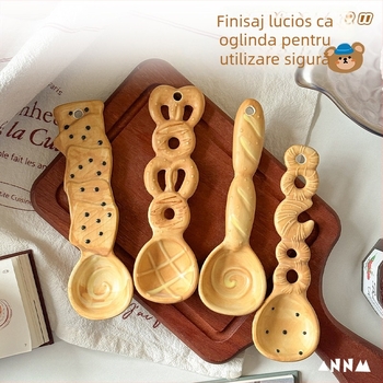Lingură ceramică pentru amestec cu temă fructe, buline crem – lingură pentru desert și cafea, cadou feminin