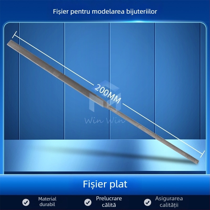 Set de fișiere pentru modelarea bijuteriilor: fișiere triunghiale, semicerc, frunză de bambus și fișiere plate, lungime 200/140 mm, unelte de polisare marca Pigeon.