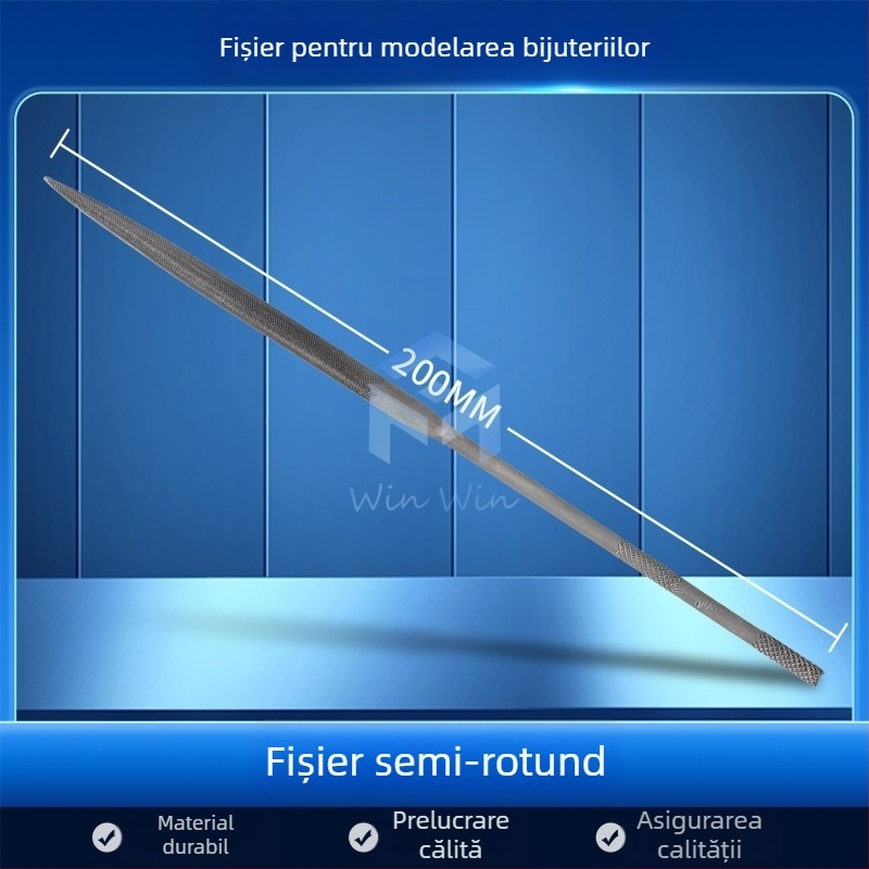 Set de fișiere pentru modelarea bijuteriilor: fișiere triunghiale, semicerc, frunză de bambus și fișiere plate, lungime 200/140 mm, unelte de polisare marca Pigeon.