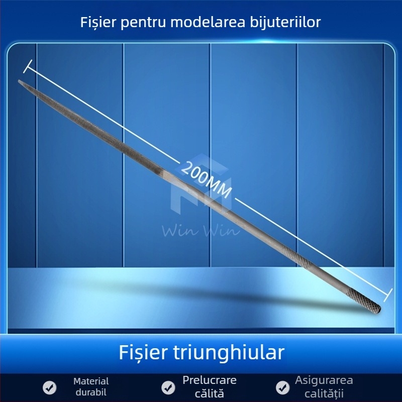 Set de fișiere pentru modelarea bijuteriilor: fișiere triunghiale, semicerc, frunză de bambus și fișiere plate, lungime 200/140 mm, unelte de polisare marca Pigeon.