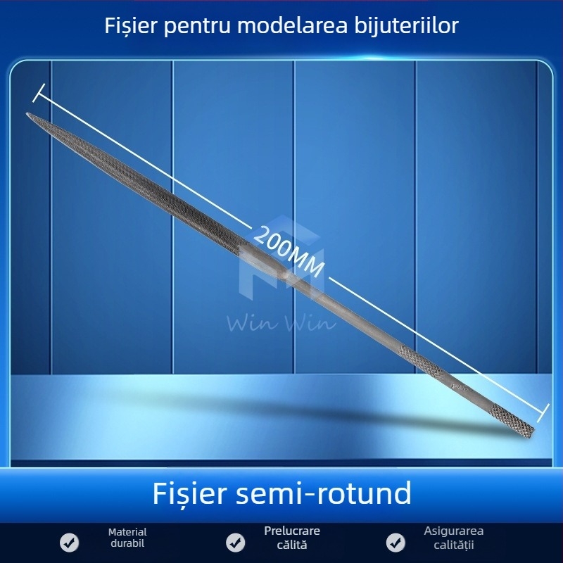 Set de fișiere pentru modelarea bijuteriilor: fișiere triunghiale, semicerc, frunză de bambus și fișiere plate, lungime 200/140 mm, unelte de polisare marca Pigeon.