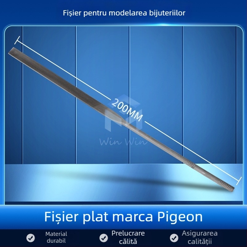 Set de fișiere pentru modelarea bijuteriilor: fișiere triunghiale, semicerc, frunză de bambus și fișiere plate, lungime 200/140 mm, unelte de polisare marca Pigeon.