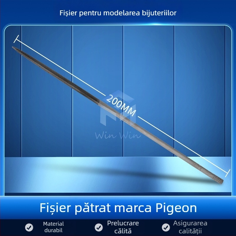 Set de fișiere pentru modelarea bijuteriilor: fișiere triunghiale, semicerc, frunză de bambus și fișiere plate, lungime 200/140 mm, unelte de polisare marca Pigeon.
