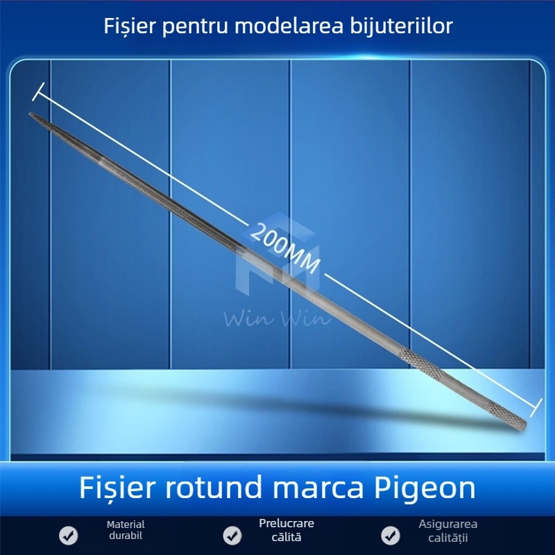 Set de fișiere pentru modelarea bijuteriilor: fișiere triunghiale, semicerc, frunză de bambus și fișiere plate, lungime 200/140 mm, unelte de polisare marca Pigeon.