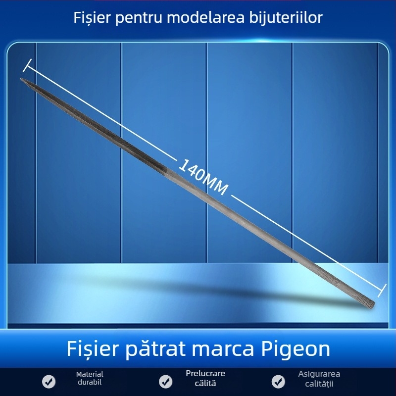 Set de fișiere pentru modelarea bijuteriilor: fișiere triunghiale, semicerc, frunză de bambus și fișiere plate, lungime 200/140 mm, unelte de polisare marca Pigeon.