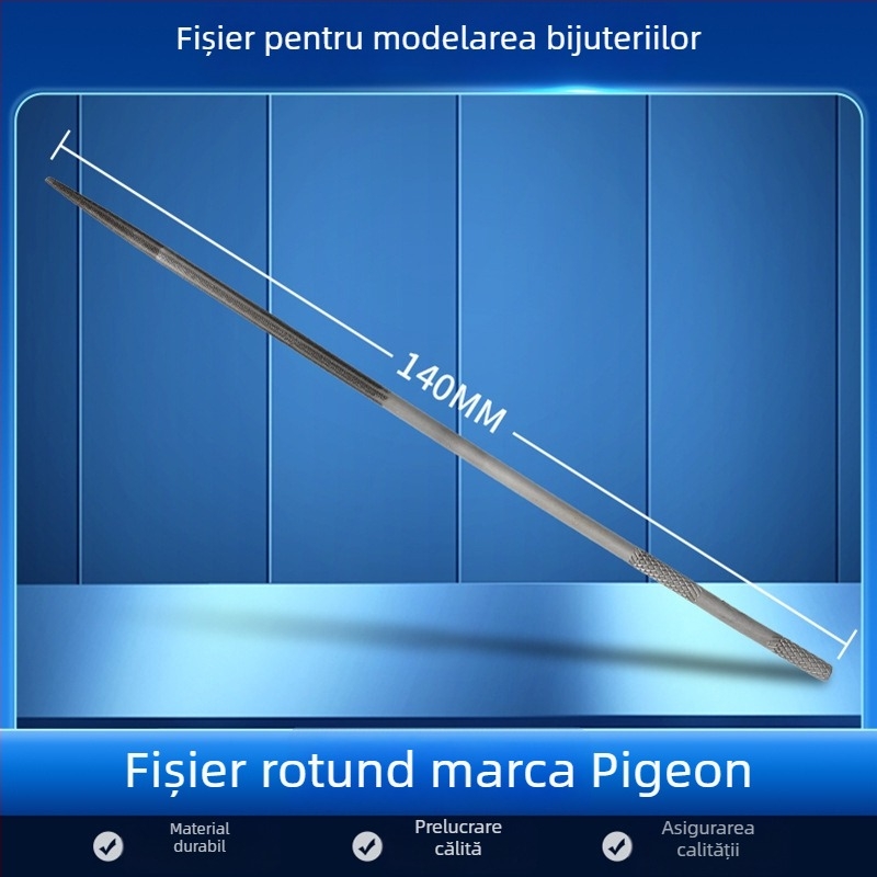 Set de fișiere pentru modelarea bijuteriilor: fișiere triunghiale, semicerc, frunză de bambus și fișiere plate, lungime 200/140 mm, unelte de polisare marca Pigeon.