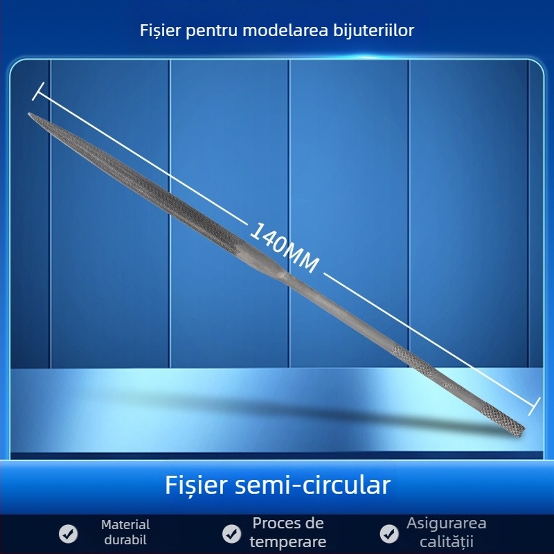 Set de fișiere pentru modelarea bijuteriilor: fișiere triunghiale, semicerc, frunză de bambus și fișiere plate, lungime 200/140 mm, unelte de polisare marca Pigeon.