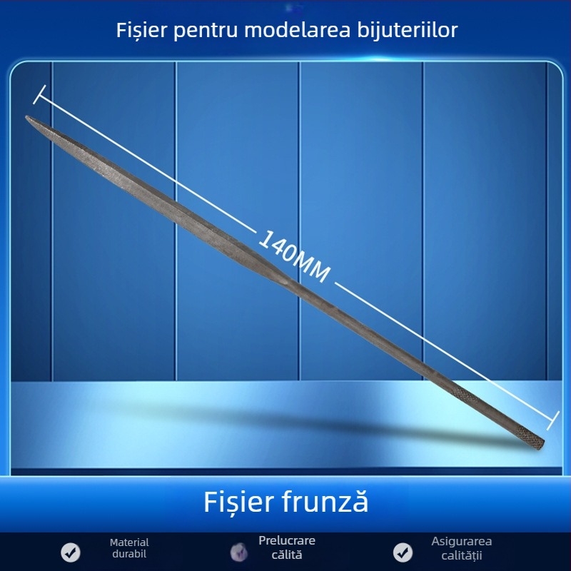 Set de fișiere pentru modelarea bijuteriilor: fișiere triunghiale, semicerc, frunză de bambus și fișiere plate, lungime 200/140 mm, unelte de polisare marca Pigeon.
