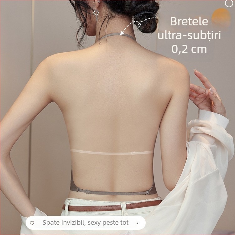 Sutien Halter pentru bust mic, cupe căptușite și bretele reglabile, fără spate, design atractiv