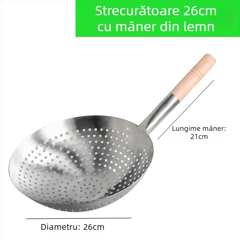 Sită mare din oțel inoxidabil pentru uz casnic, potrivită pentru tăiței și găluște, filtru pentru prăjit