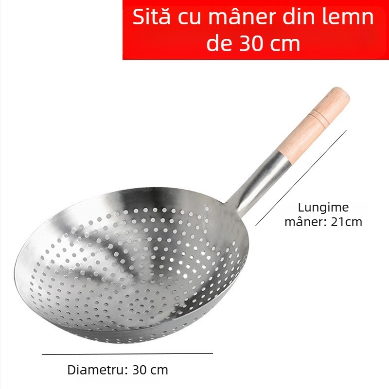 Sită mare din oțel inoxidabil pentru uz casnic, potrivită pentru tăiței și găluște, filtru pentru prăjit