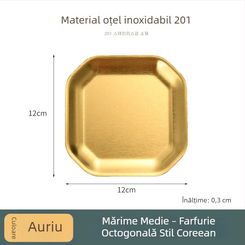304 oțel inoxidabil, farfurie octagonală și pătrată pentru gustări, stil coreean, pentru restaurante; farfurie pentru kimchi, fel rece, farfurie pentru oase